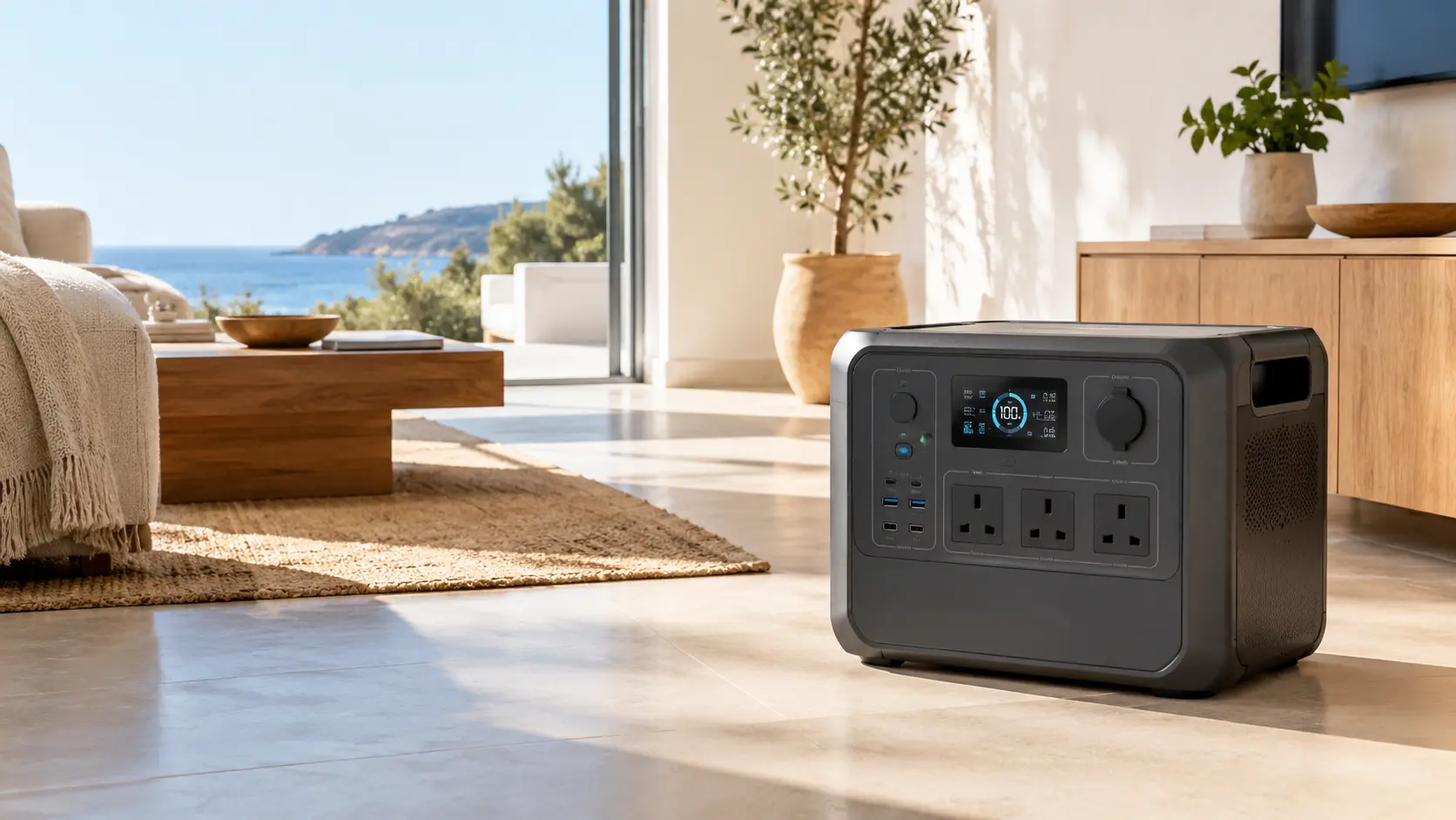 Bluetti battery power station providing silent backup power for a home in Cyprus, supplied by Psilos Group