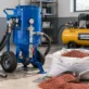 Abrasive blasting machine and garnet abrasive ready for a job in Cyprus